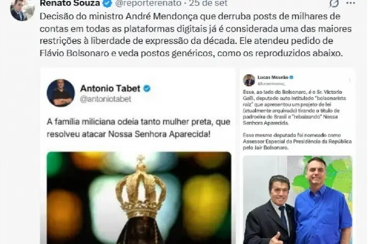 Dino libera publicação sobre N. Senhora que causou dano a Flávio
