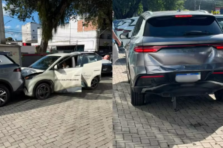 Idosa atropela mulher durante test drive e bate em 8 carros