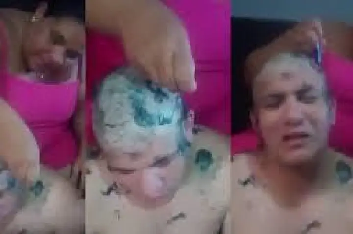 Mulher raspa cabeça do marido que recebeu elogio de outra; VÍDEO