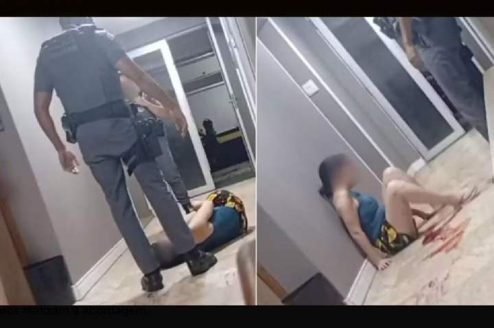 PM filmado chutando mulher é afastado do cargo