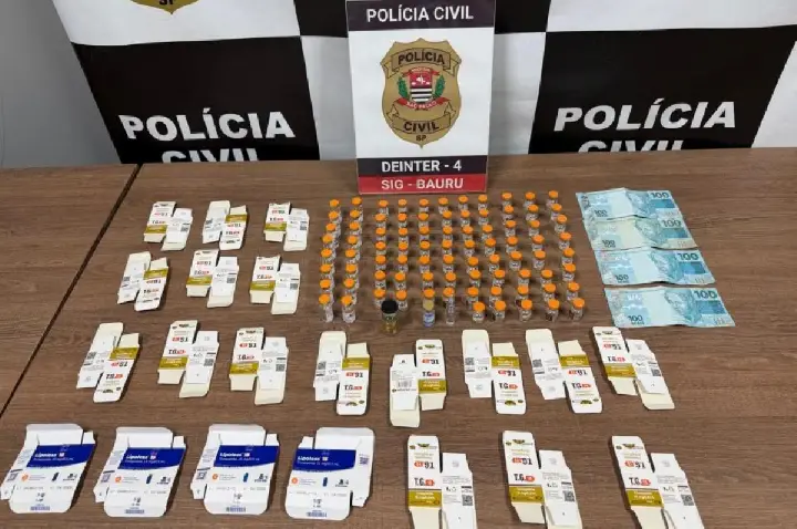 Polícia prende homem com 87 frascos de tirzepatida em Bauru