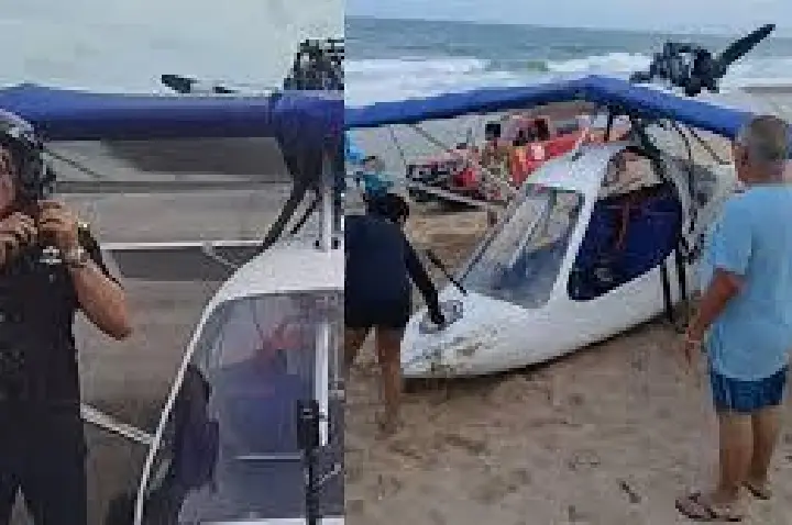 Prefeito de Barreiros faz pouso forçado de ultraleve; VÍDEO