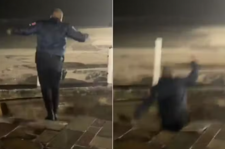 VEJA quando cratera aberta em calçada e engole GCM