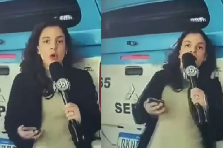 Viatura da PM atropela repórter do SBT ao vivo; VÍDEO