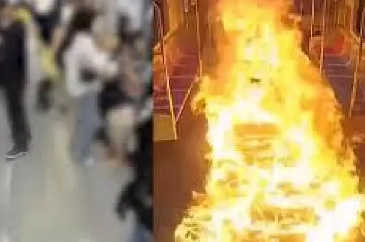 VÍDEO mostra homem ateando fogo em vagão de trem lotado
