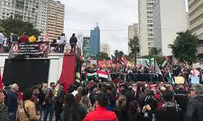 Manifestantes participam de 'Marcha Global para Gaza' em SP