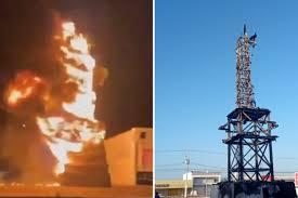 Estátua da Havan é incendiada; Hang oferece R$100 mil por autores