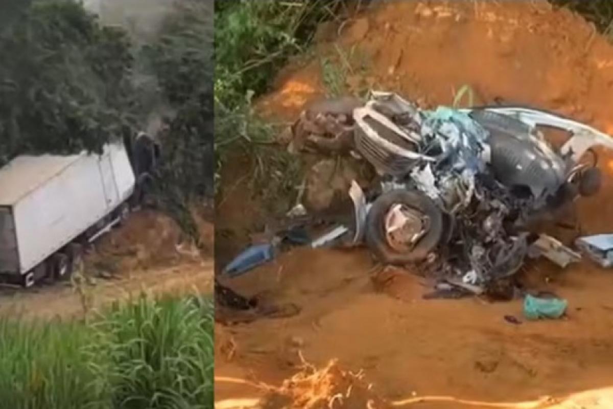 Caminhão, esmaga carro e mata lavrador; condutor não fugiu