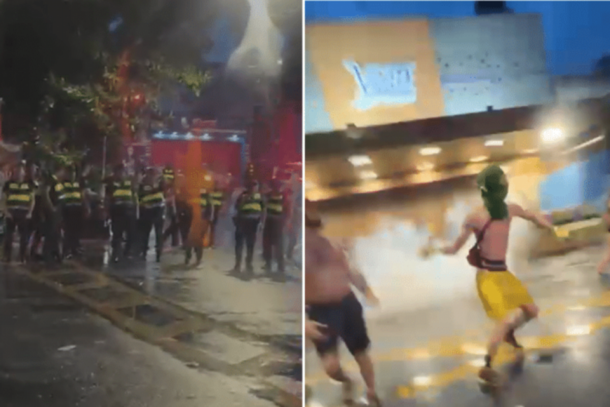 GCM dispersa foliões com gás, spray de pimenta e cassetete; VÍDEO