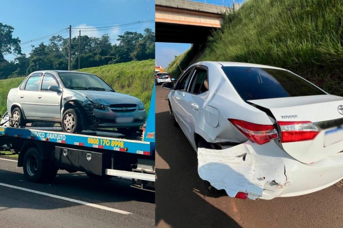 Batida de carros trava trânsito na rodovia Bauru-Jaú