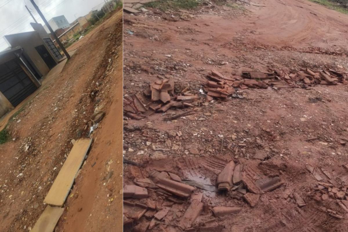 Bauruenses recorrem a telhas e madeira para tapar valetas; VÍDEO