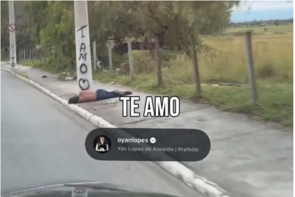 Prefeito do Vale critica pichação, mas ignora homem caído no chão