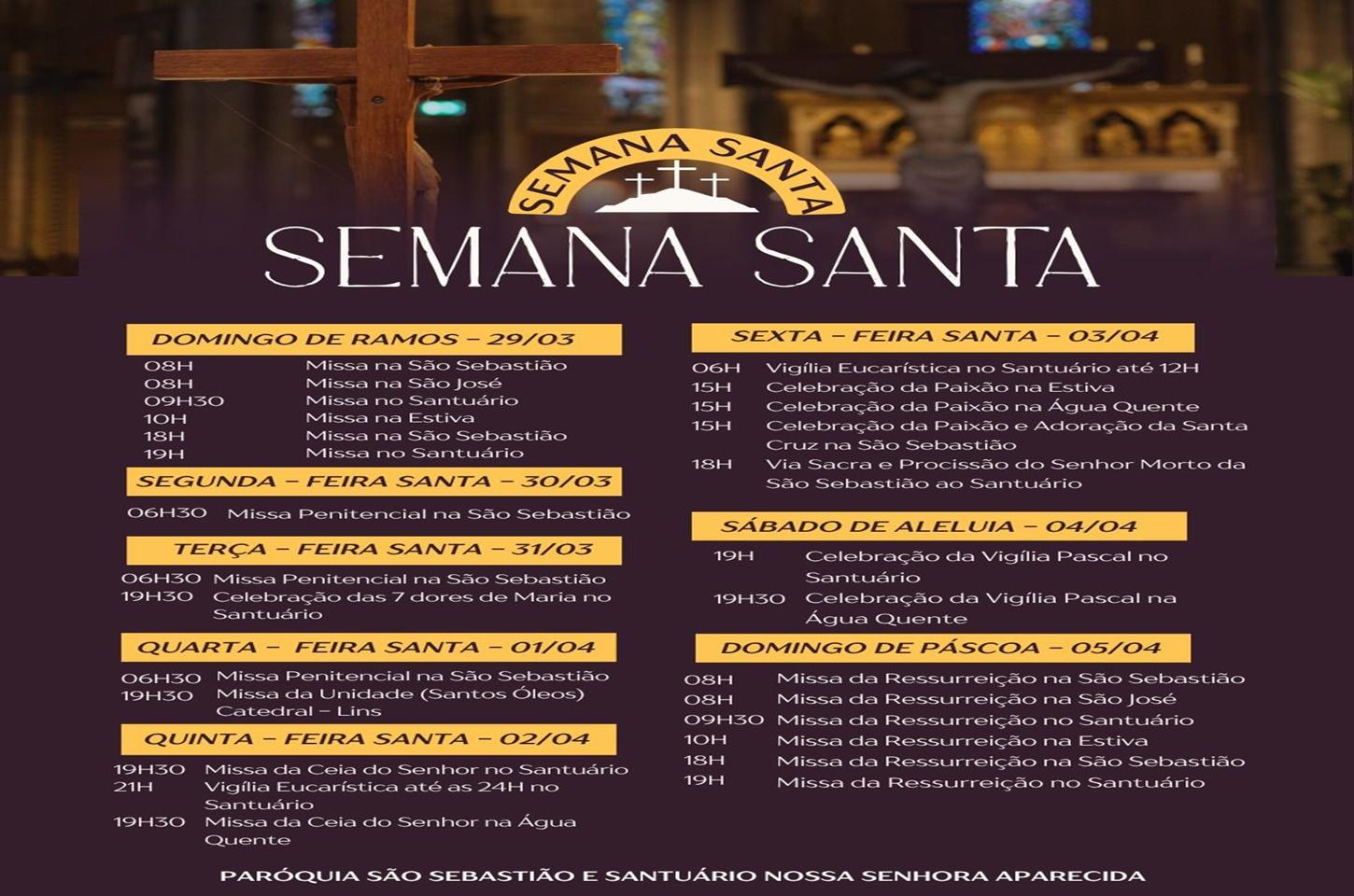 Programa Semana Santa - Santuário e Paróquia de S. Sebastião