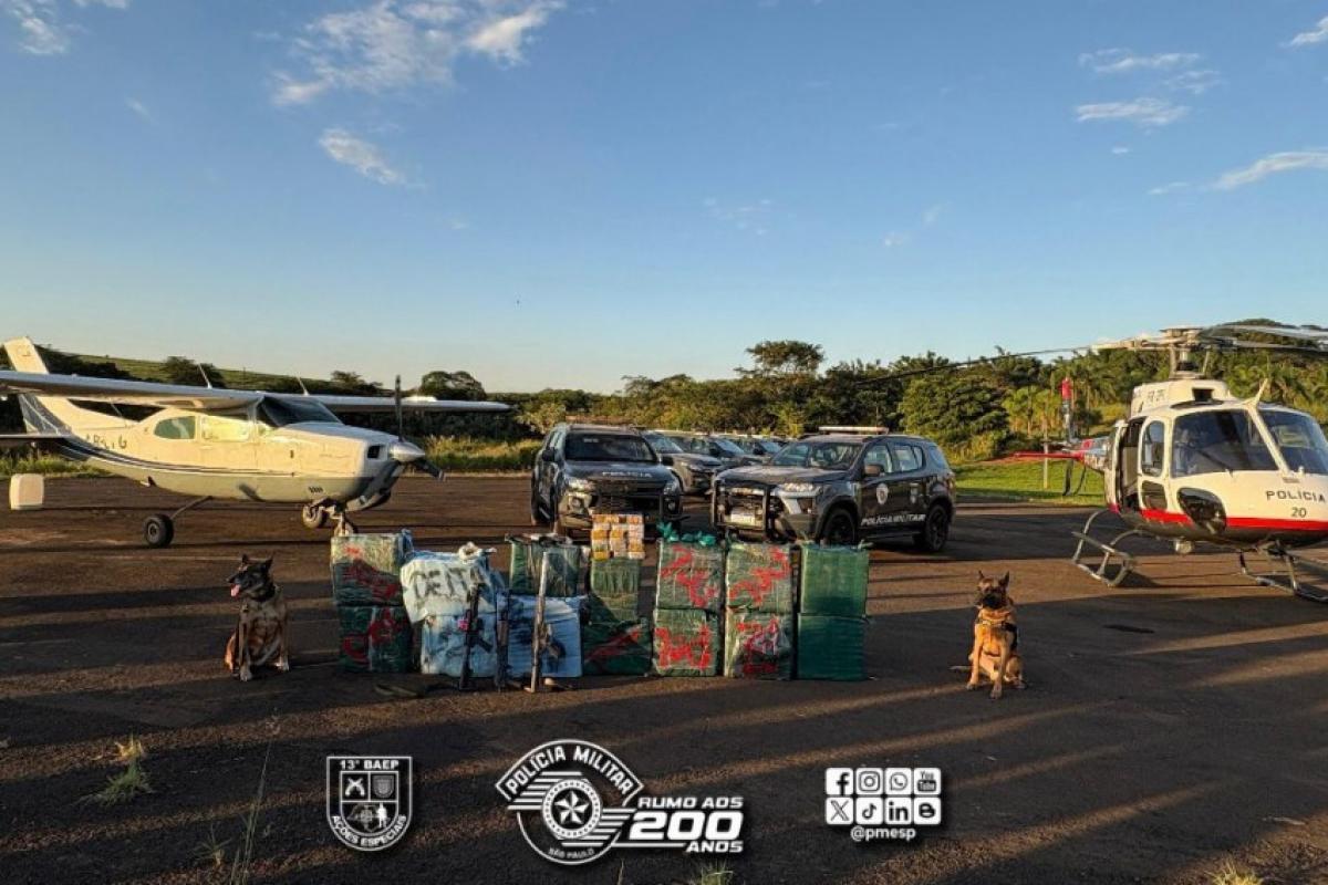 Baep e PM de Bauru interceptam aeronave com drogas e prendem 6