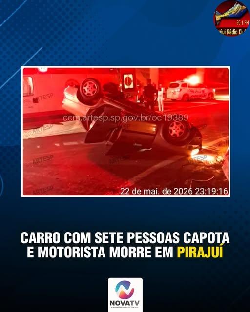 Um motorista morreu e outras seis pessoas ficaram feridas após o carro em que estavam capotar na noite desta sexta-feira (22)
