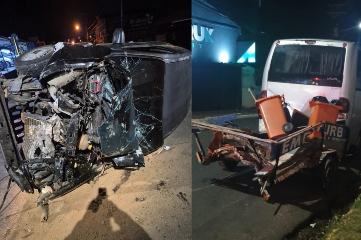 Vídeo mostra batida violenta entre carro e carretinha da Emdurb