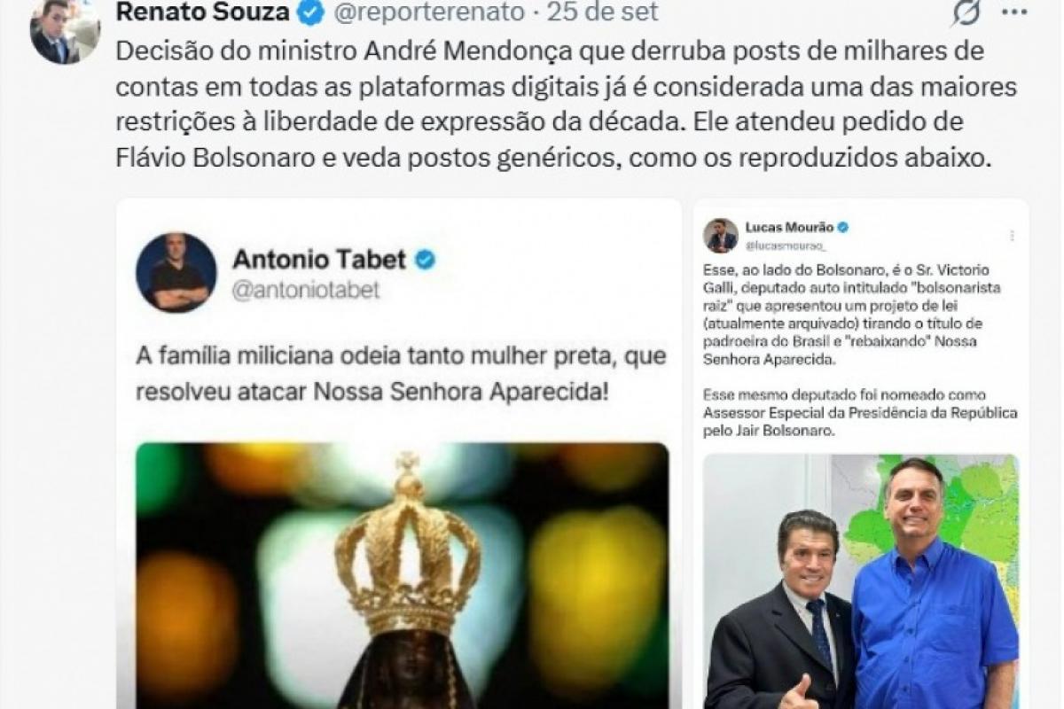 Dino libera publicação sobre N. Senhora que causou dano a Flávio