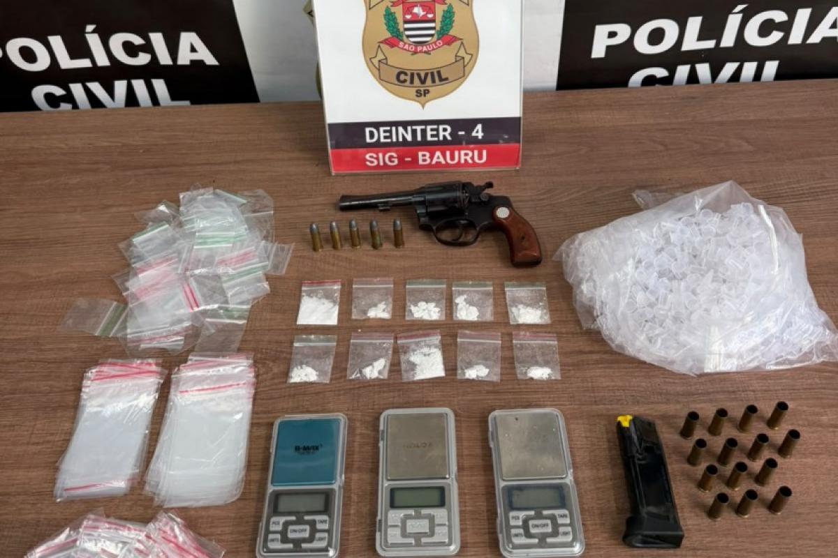 Polícia Civil mira tráfico e apreende cocaína e revólver em Bauru