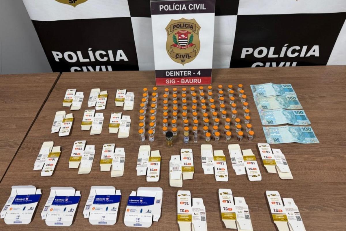 Polícia prende homem com 87 frascos de tirzepatida em Bauru