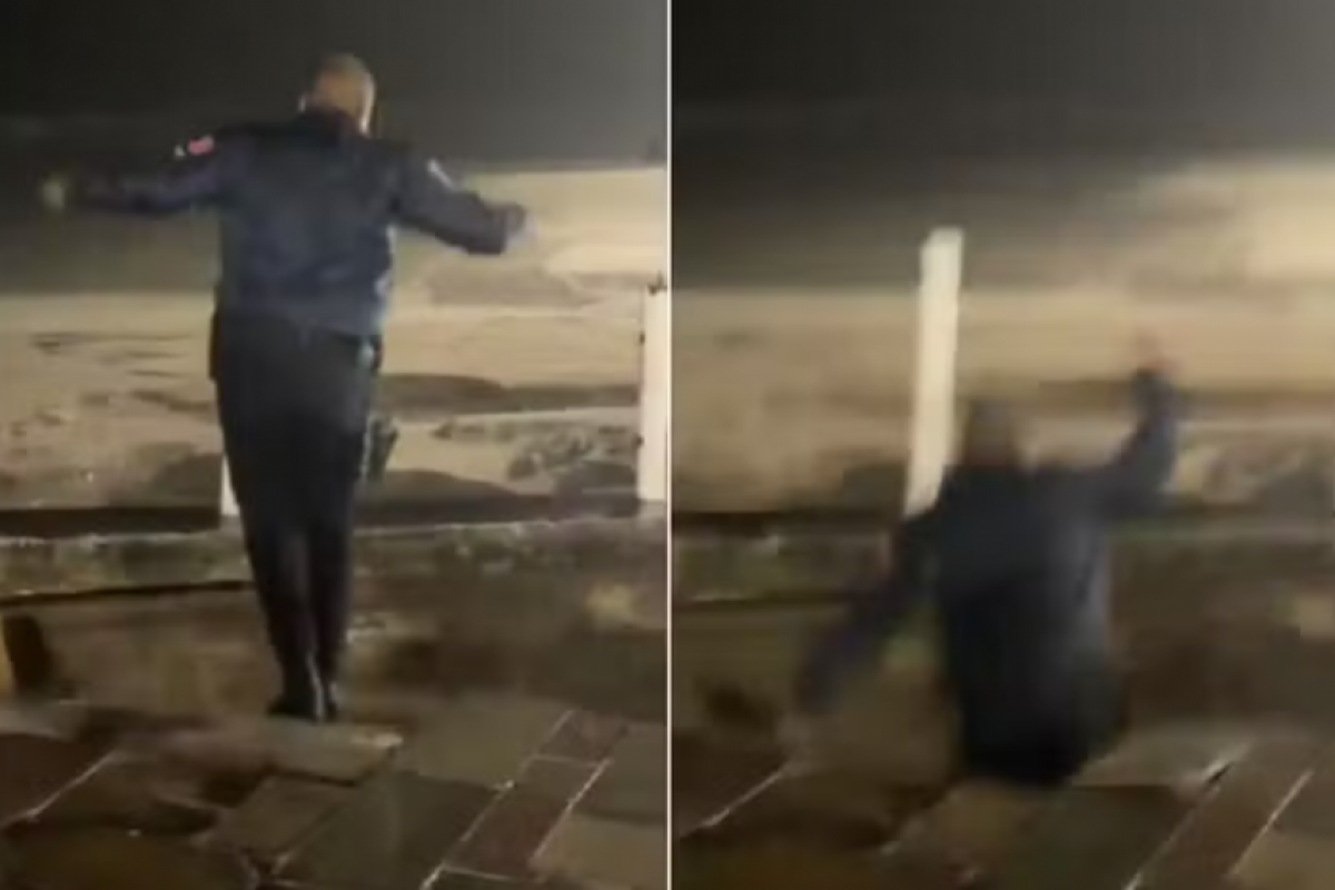 VEJA quando cratera aberta em calçada e engole GCM